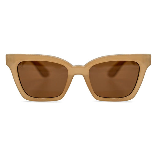  Luci Tan by TINTS Eyewear. Glossy beige frame, brown Lenses