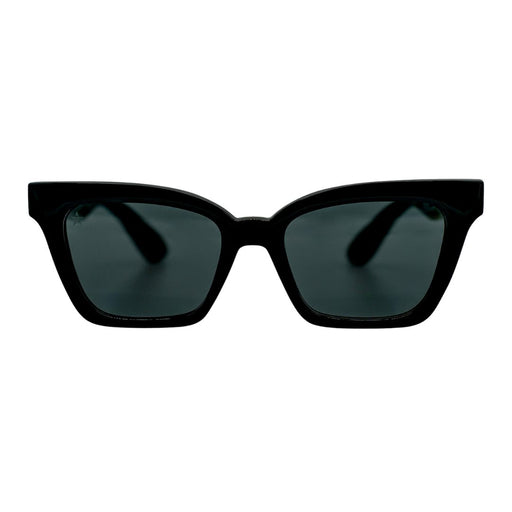 Luci Dash by TINTS Eyewear. Glossy black frame, black lenses