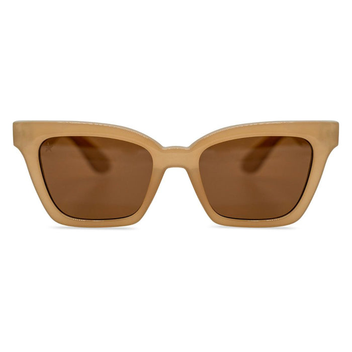  Luci Tan by TINTS Eyewear. Glossy beige frame, brown Lenses