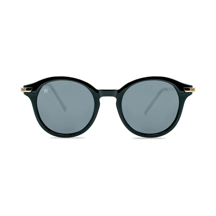 LuGu Classic by TINTS Eyewear. Black and Gold Frame with Polarized Black Lens